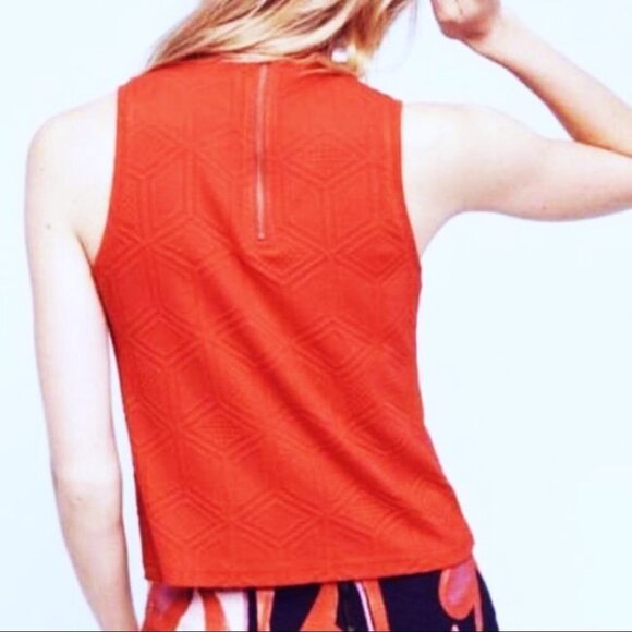 ANTHROPOLOGIE Postmark Poppy Red Texture Tank Size XS NWT - Picture 2 of 7